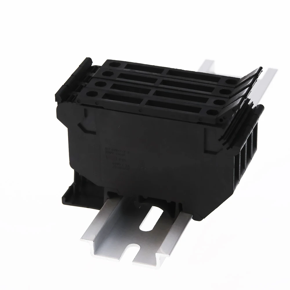 50 pcs Din Rail Terminal Block UK 5 HESI Black Connector Screw Fuse