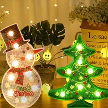 Рождественское дерево светодиодные фонари DIY алмазная живопись ночной Светильник Снеговик светильник s для рождественского свадебного украшения