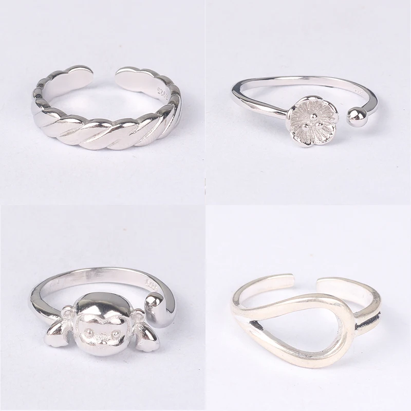 

925 Sterling Silver Pin Simple retro Thai silver opening, adjustable exquisite fashion ring, add temperament, Christmas gift