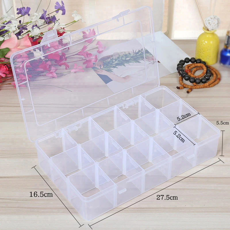 

Compartments Storage Box Grids Container Case Large capacity Square Multifunctional Transparent