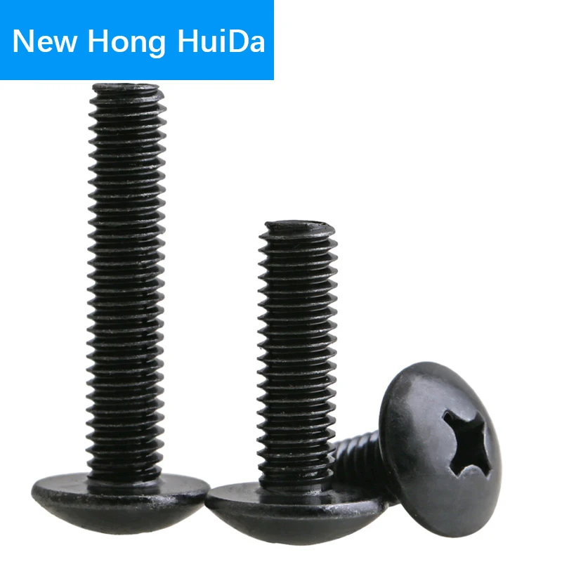 

M3 M4 M5 Steel Black Phillips Cross Recessed Truss Big Head Machine Screw Metric Thread Mushroom Head Bolt