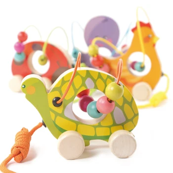 

Mini Animal Around Beads Drag Children Wooden Toys Early Educational Intellect Learning Toy Counting Beads Kid Montessori Toys