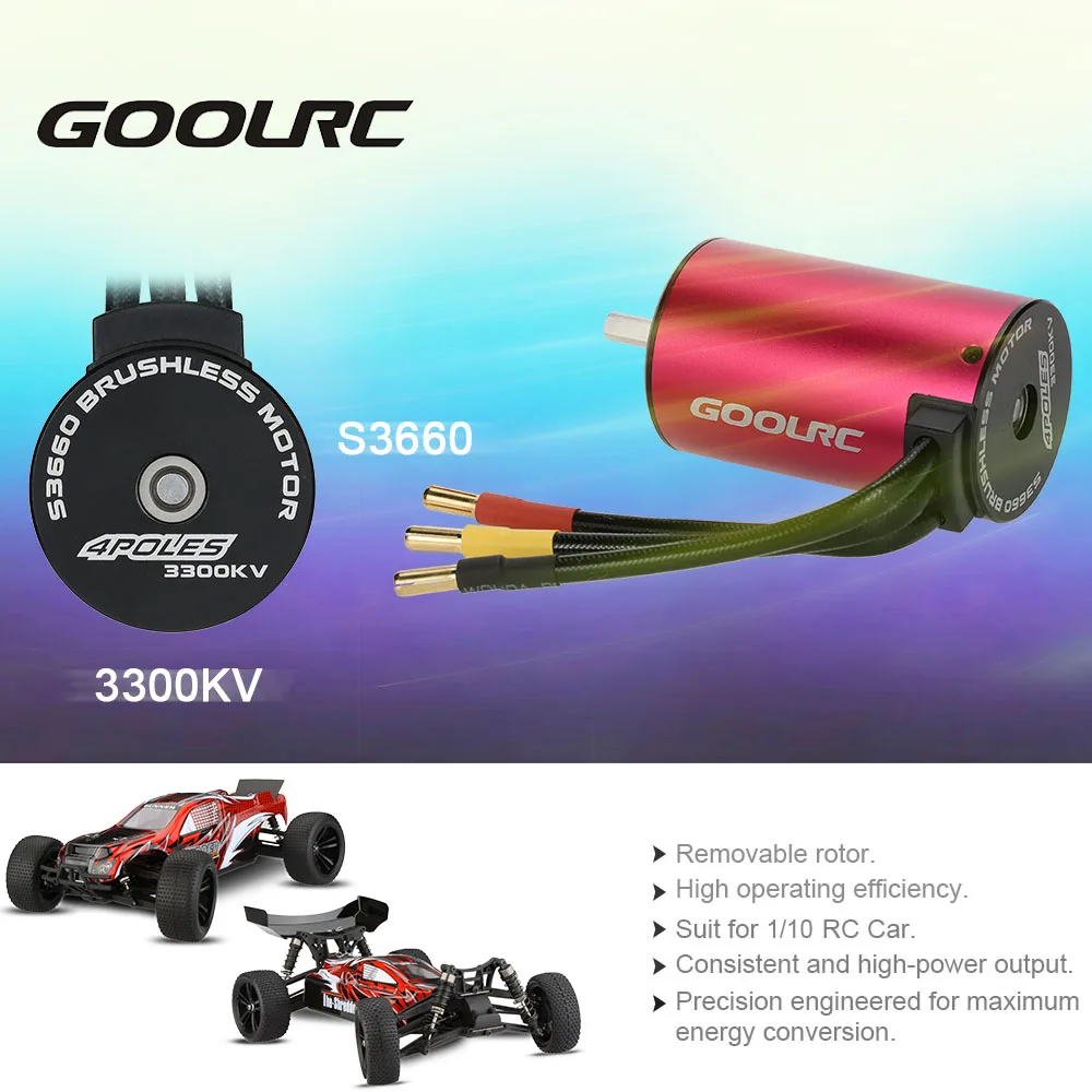 

Original GoolRC S3660 3300KV 4 Poles Brushless Sensorless Motor for 1/10 RC Car Truck