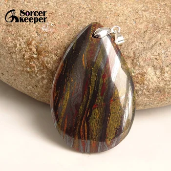 

Real Natural Iron Tiger Eye Stone Pendant Necklace Polished Drop Agates Slice Fashion Crystal Beads For Jewelry Making BA312