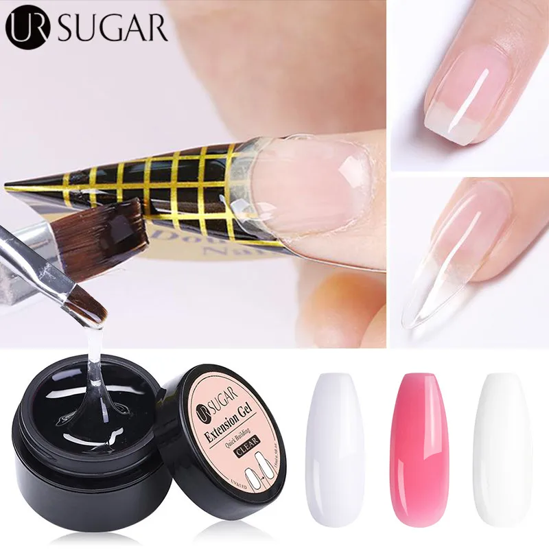 UR SUGAR 7/15 мл гель для наращивания ногтей лак розовый белый прозрачный отмачиваемый