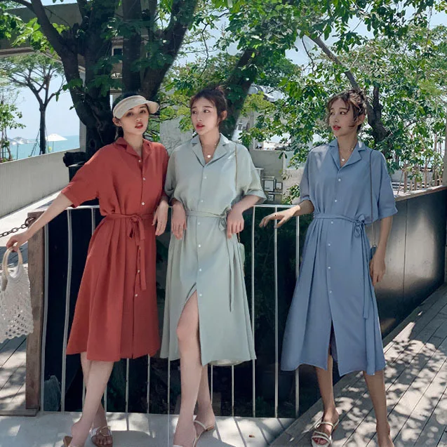 

Very Fairy of France Non-mainstream Platycodon Grandiflorum Skirt over-the-Knee Shirt Dress Summer Small Fresh fu gu qun Yamamot