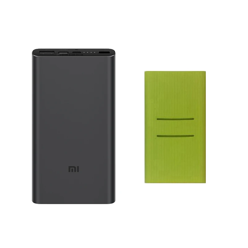 Xiaomi Mi внешний аккумулятор 10000 мА/ч 3 двухсторонняя Быстрая зарядка USB-C Двойной вход двойной выход PLM12ZM 10000 мА/ч внешний аккумулятор для iPhone - Цвет: Black add Green