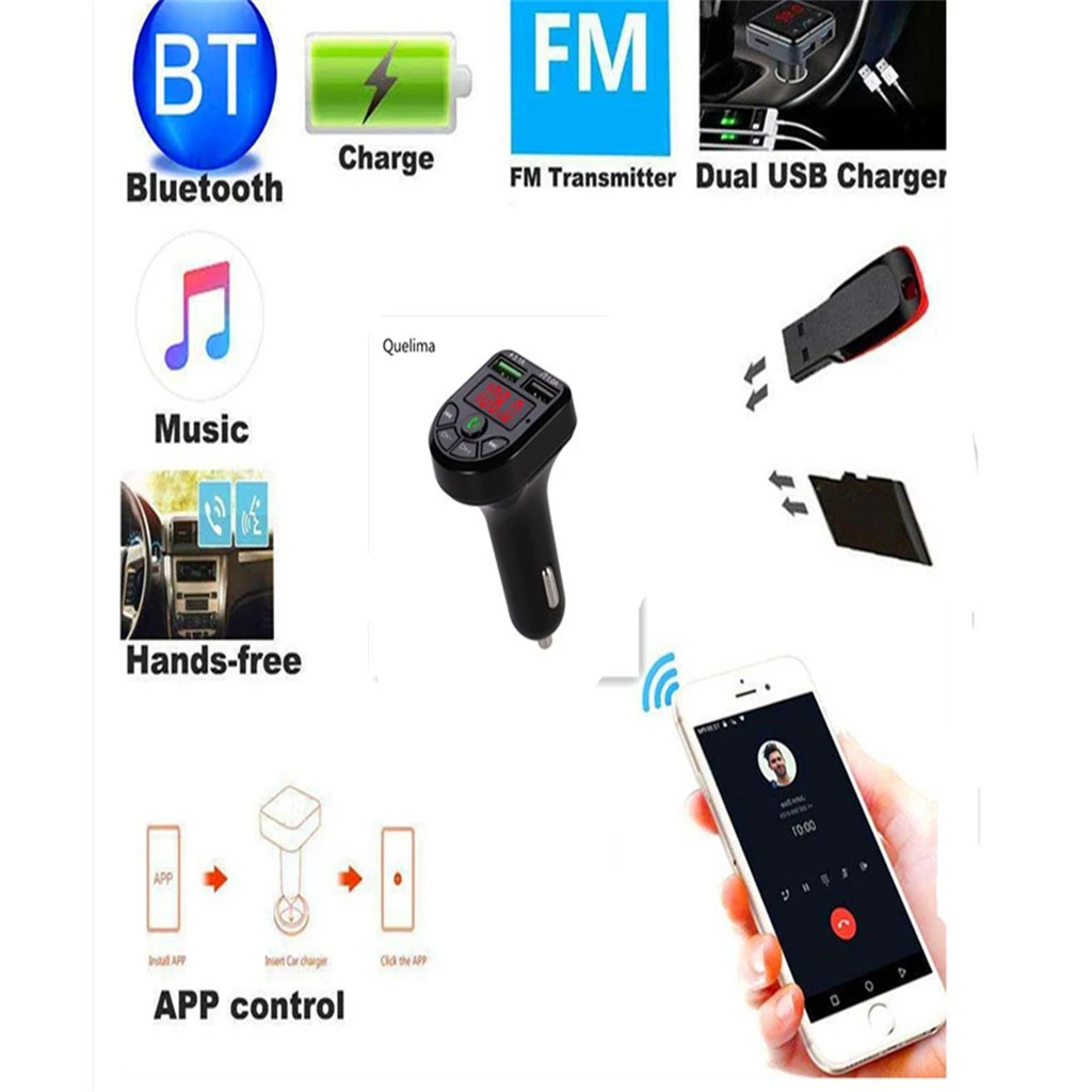 Bluetooth автомобильный беспроводной fm-передатчик двойной USB зарядное устройство аудио mp3-плеер