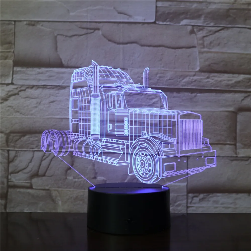 Голова грузовика 3D лампа на батарейках современный приз многоцветный с пультом дистанционного управления светодиодный ночник уникальный