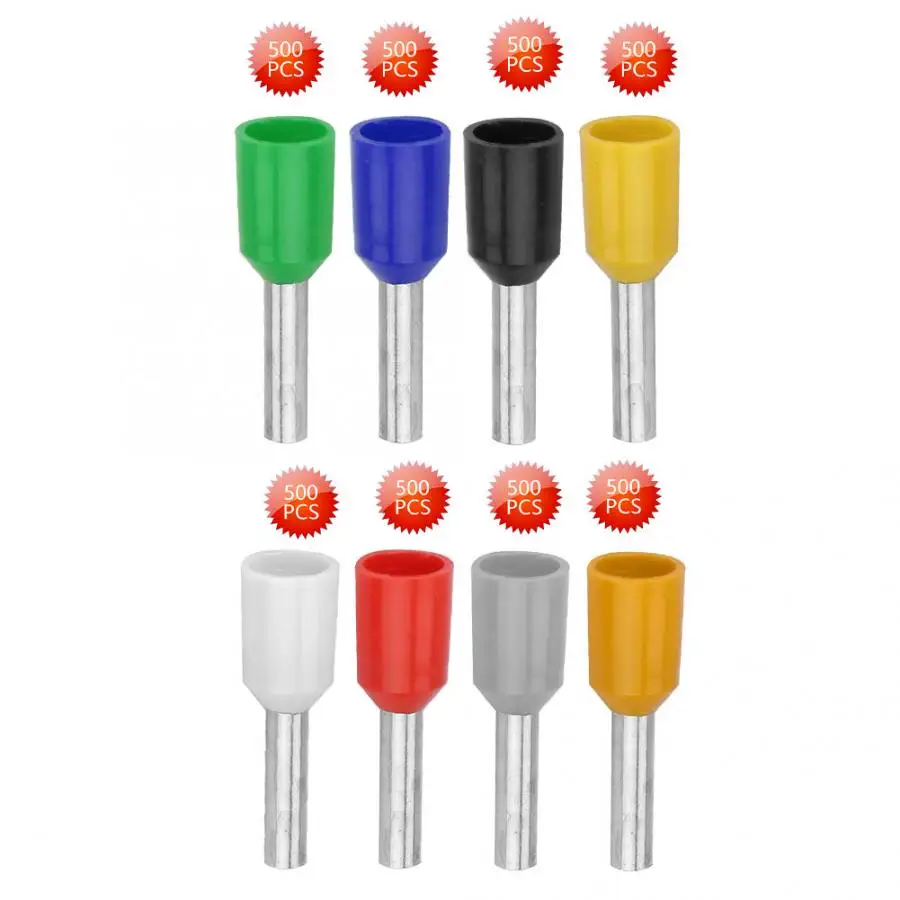500pcs/set E1008 Cold Pressed Terminal Tubes Insulated Terminals Cable Connector