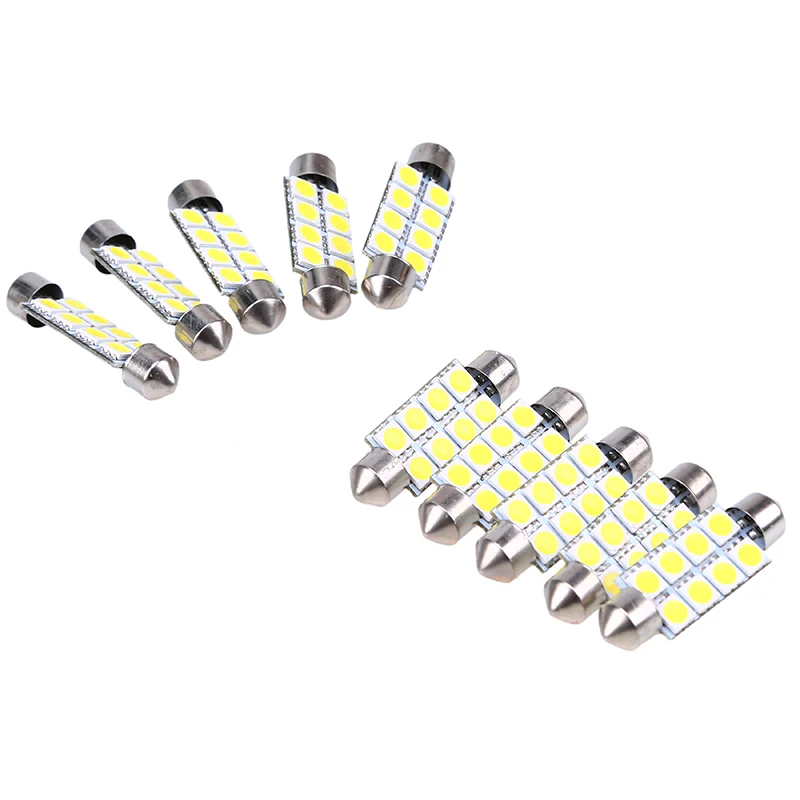 POSSBAY 10 Pcs 5050 39mm 8 SMD Car Interior Dome Festoon White LED Light Bulbs Lamp DC12V | Автомобили и мотоциклы
