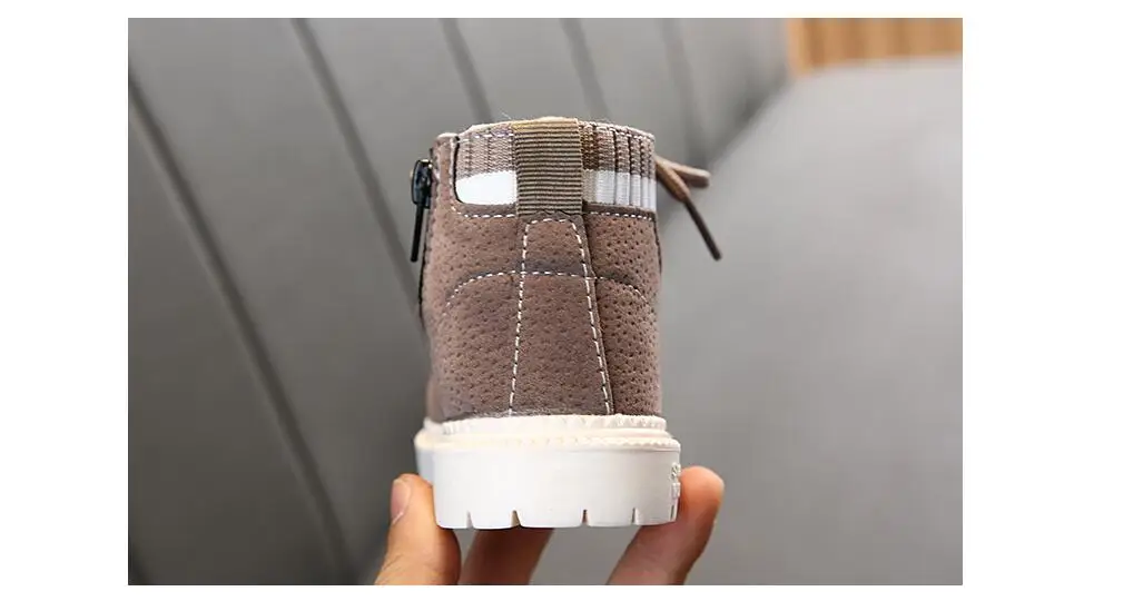 YWPENGCAI/осенне-зимние детские ботинки; теплые ботинки из искусственной кожи с толстым плюшем для маленьких мальчиков; ботинки на молнии и шнуровке для мальчиков; размеры 21-30