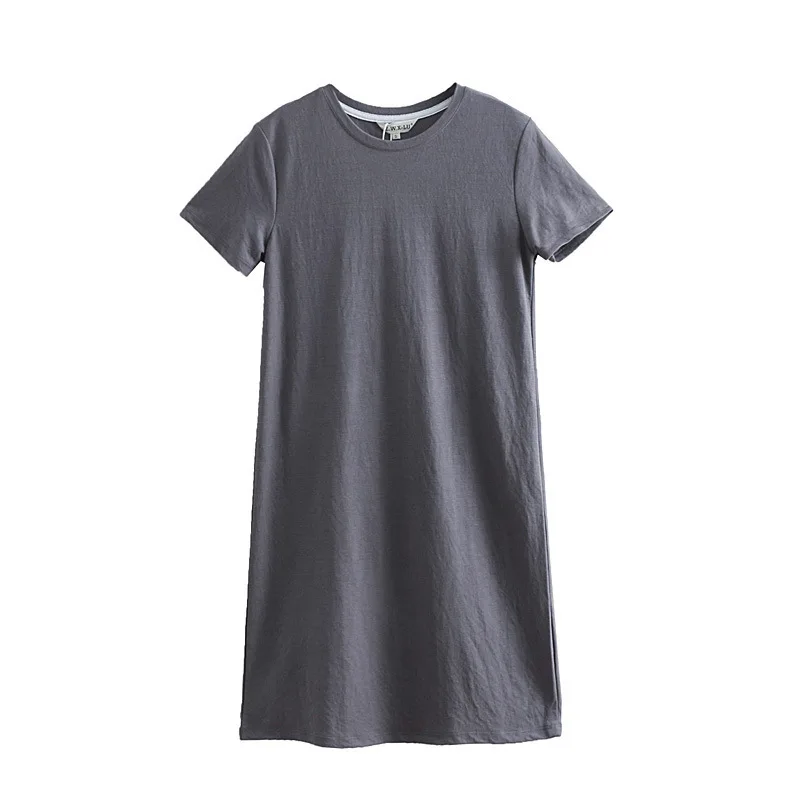 

85xl3-6022 2019 Spring And Summer New Style Casual Wind WOMEN'S round Neck Short-sleeved T-shirt Dress Short Skirt