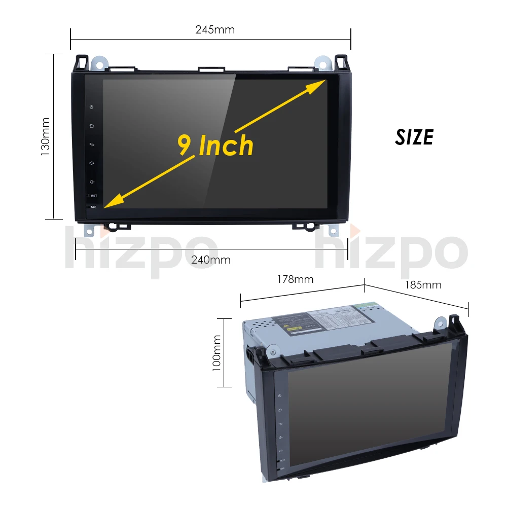 Clearance Ossuret Android 9.0 2Din Car DVD GPS for Mercedes Benz B200 A B Class W169 W245 Viano Vito W639 Sprinter W906 Wifi BT FM/AM SWC 4