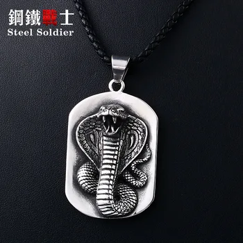 

Steel soldier punk gothic snake pendant necklace stainless steel cool rock animal chain jewelry drop shiping