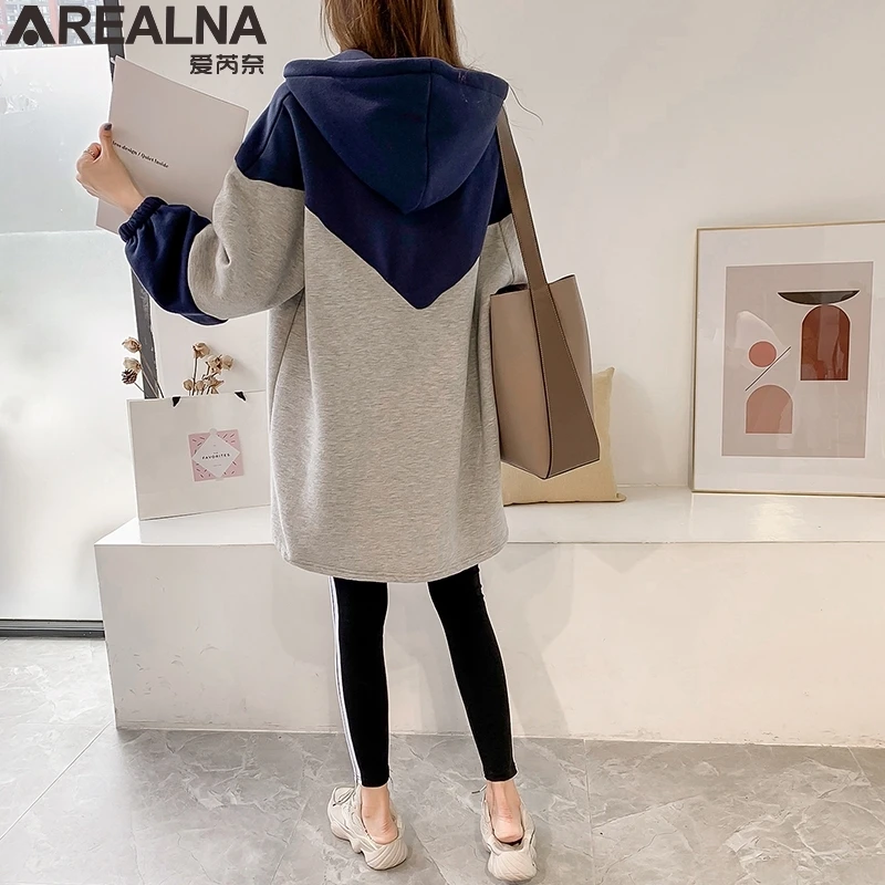 Sudadera mujer, женские теплые толстовки из хлопка и флиса в стиле Харадзюку, лоскутные пуловеры на молнии, толстовка с капюшоном размера d размера плюс, топы