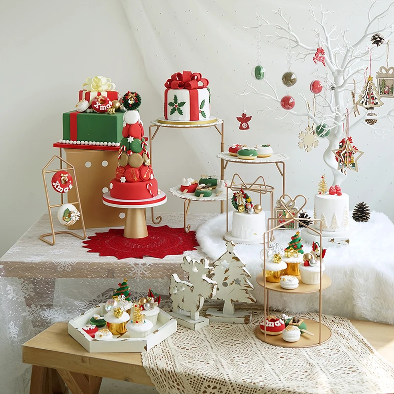 SWEETGO, искусственный Рождественский тематический торт и кексы, глиняная десертная модель, снежный человек, украшение дома для витрины, инструменты для фотосъемки