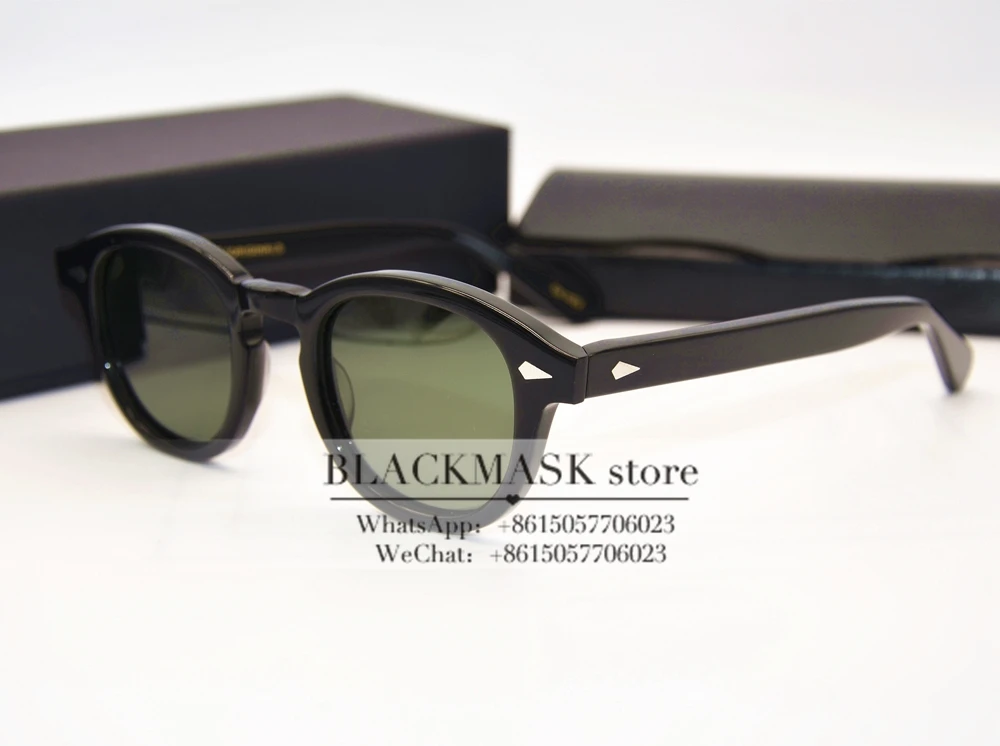 Высокое качество, индивидуальные Винтажные Солнцезащитные очки, стиль Джони Депп, ретро поляризованные очки, могут быть солнечные очки линзы рецептурные - Цвет линз: black vs green