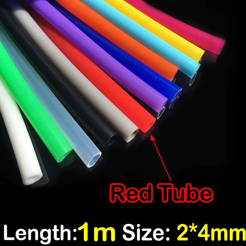 Colorful Soft Silicone Rubber Tube - Food Grade Flexible Hose, 1 Meter Length, 2mm x 4mm Diameter