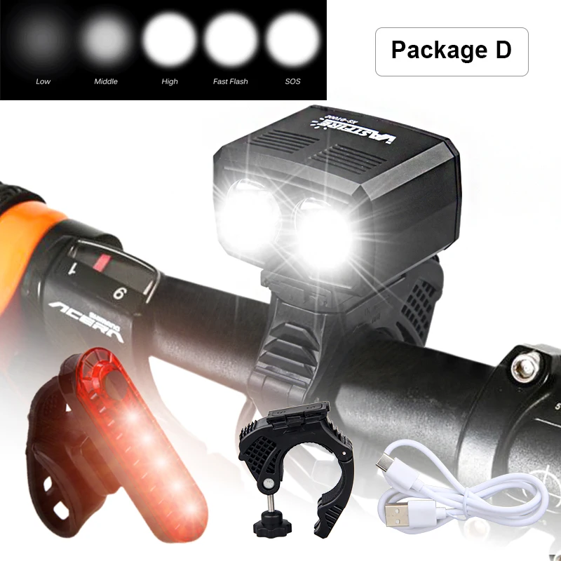  Coveine Juego de luces USB recargables para bicicleta, potente  faro delantero de bicicleta, luz frontal LED resistente al agua, luces  traseras de seguridad para ciclismo, linterna de viajero, mejor : Deportes