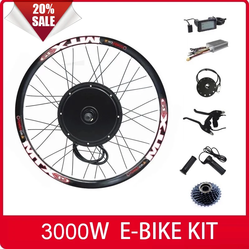 US $402.50 150mm dropout 90kmh max speed LCD display 3000w electric bike conversion kit 48V72V 3000w E Bike conversion Kit