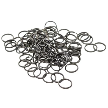 

100 Pcs 18mm Round Key Chain Spare Split Key Rings Hematite Jet Black