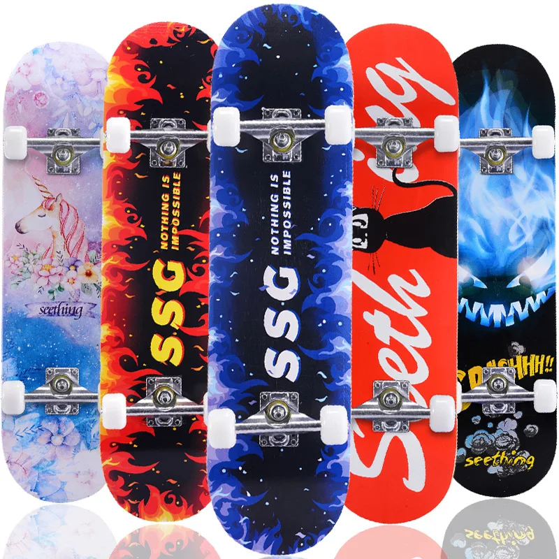 Youth 31 Inch Skateboard Road Adult Brush Street Four-wheel Beginner Double Rocker Concave Skateboard