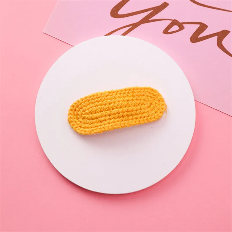 3 yellow Осень-зима, аксессуары для волос для девочек, шерстяные плетеные шпильки детские волосы, бант, вязаный цветной зажим для волос, BB клипсы, модные заколки - Цвет: 3 yellow