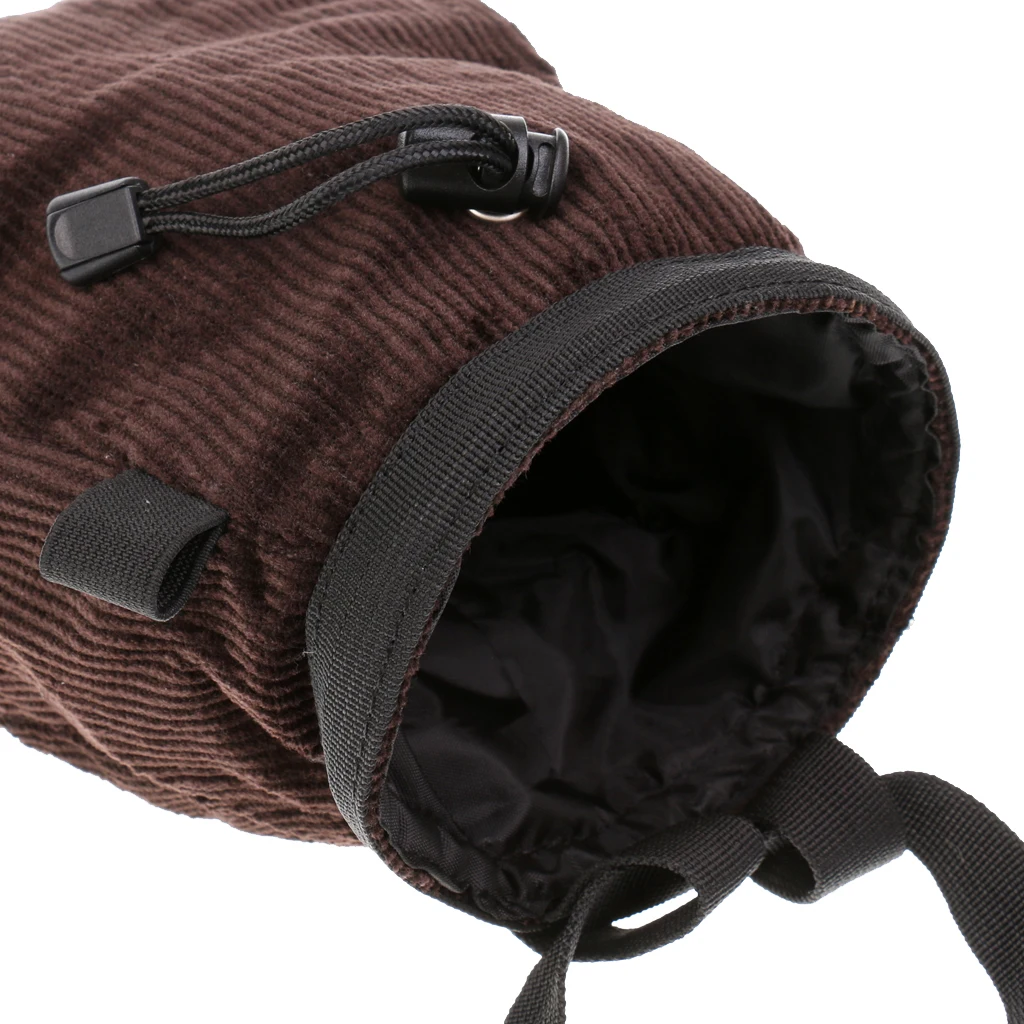 Rock Climbing Chalk Bag With Waist Belt & Drawstring Closure - Coffee