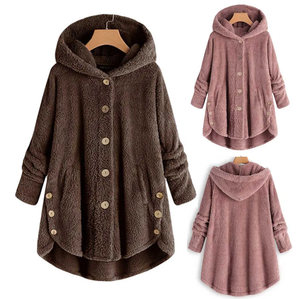Womail Женская куртка, зимняя теплая шерстяная пушистая куртка, верхняя одежда, женское плюшевое пальто с капюшоном, винтажные пальто больших размеров, большие размеры 910