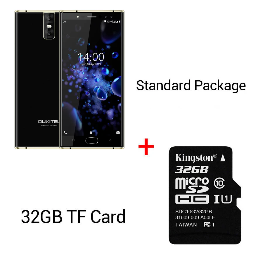 Смартфон OUKITEL K3 Pro, 4 Гб+ 64 ГБ, Android 9,0 Pie, Восьмиядерный процессор MT6763, FHD 5,5 дюйма, 6000 мАч, Face ID, 9 В/2 А, флэш-зарядка, мобильный телефон - Цвет: Black N 32GB Card