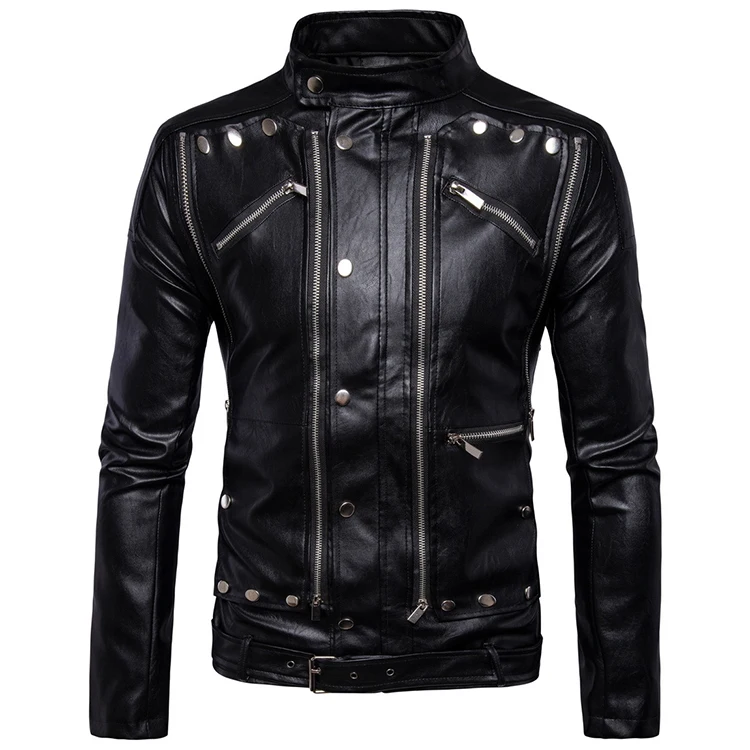 

Men's Motorcycle Multi-zip Men's Leather Jacket Leather Jacket