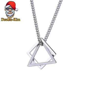 

Triangle Square Pendant Necklace Men Hip-Hop RAP Street Culture Titanium Stainless Steel Classic Chain Necklace Men Jewelry Gift