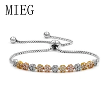 MIEG бренд небольшой цветок кубического циркония кристалл регулируемый браслеты для женщин Свадебная часть Свадебные украшения подружки невесты