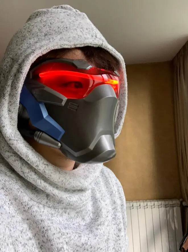 ABS Plastic Soldier 76 Mask with LED Lights, Cosplay Costume Accessory, No Battery Included, Airsoft Compatible image 3