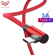 MUSTTRUE usb type-C кабель для huawei P20 Lite P30 Быстрая зарядка для samsung S10 S9 S9 Plus S8 90 градусов кабель для передачи данных tipo c