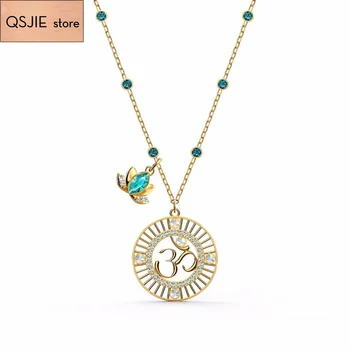 

QSJIE High quality SWA new Lotus Symbol Pendant fashion simple modern romantic Necklace Glamour fashion jewelry