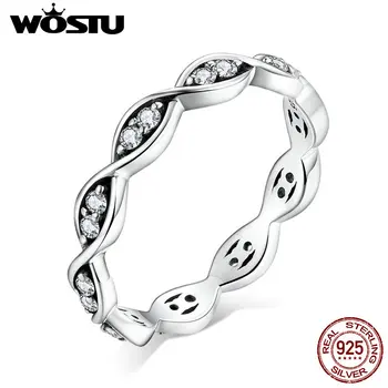 

WOSTU Ring 2020 New 925 Sterling Silver Stackable Simple Geometric Finger Ring for Women Wedding Band Engagement Jewelry CQR665