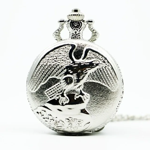 Модные кварцевые карманные часы с серебряным орлом, мужские и женские часы с подвеской, карманные часы с брелоком, аналоговые часы для подарка, Прямая поставка - Цвет: silver