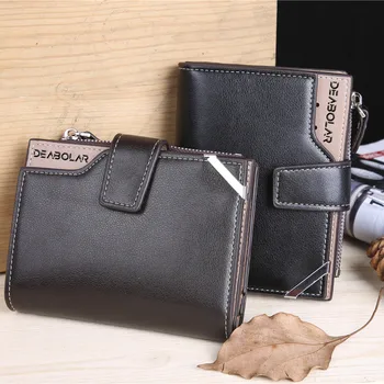 

European and American style men's mid-length wallet business multi-function multi-card three-fold wallet