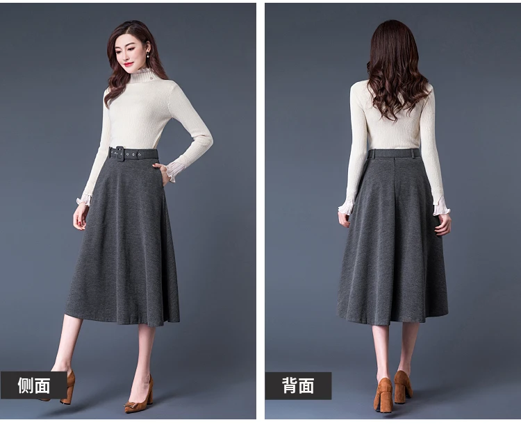 HAYBLST брендовая юбка женская осень зима элегантный корейский Kawaii плюс размер 3XL модная однотонная Высокая талия длинная винтажная одежда