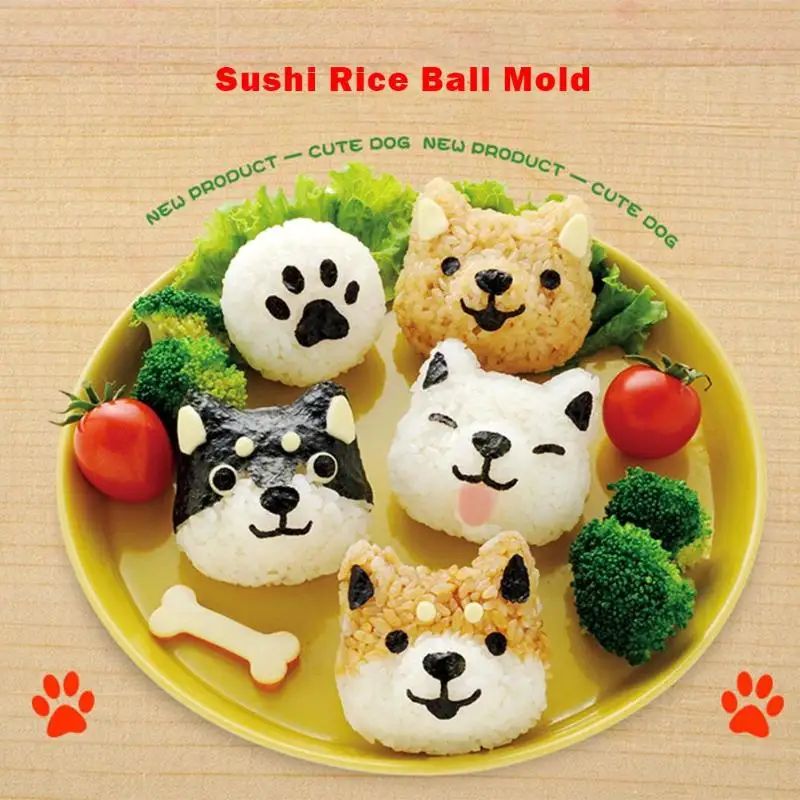 5 шт./компл. с милой собачкой суши нори форма для рисовых шариков Кухня DIY Bento Пресс чайник