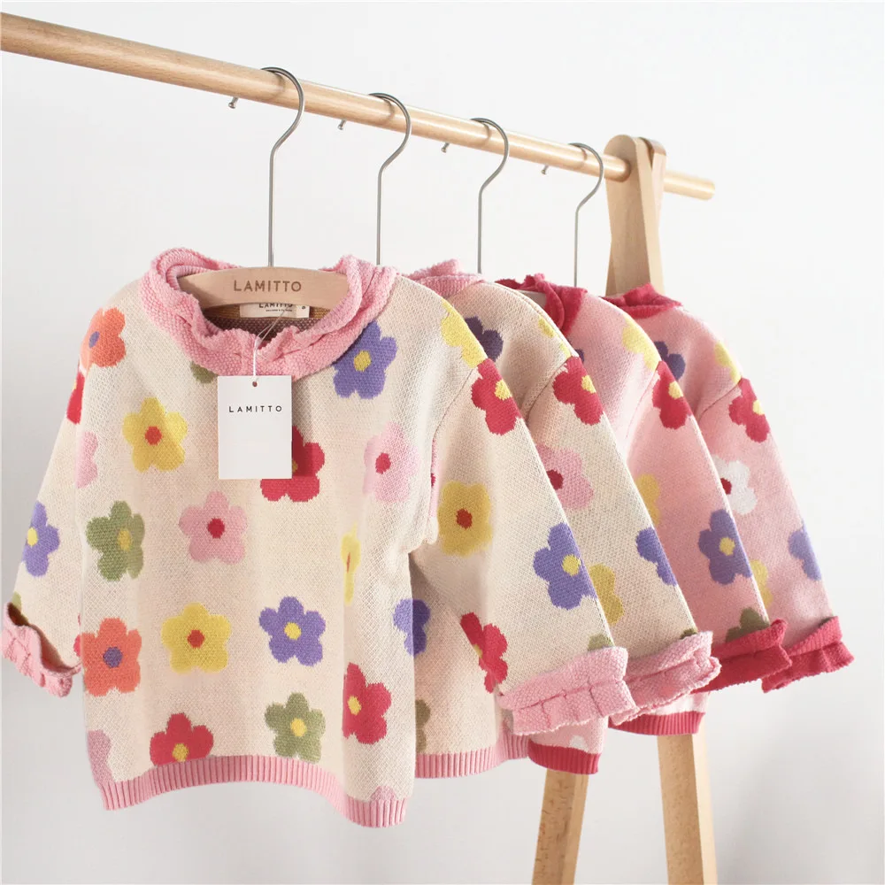 Tonytaobaby/осенне-зимняя одежда; новая одежда для маленьких девочек; милый свитер из чистого хлопка; свитер для малышей; свитер для девочек