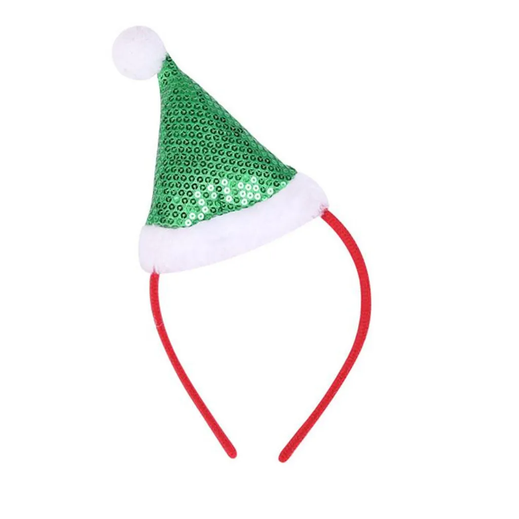 Рождественская Тиара повязка на голову вечерние шоу платье с блестками Рождественская шапка домашнее рождественское украшение для дома орнамант - Цвет: Зеленый