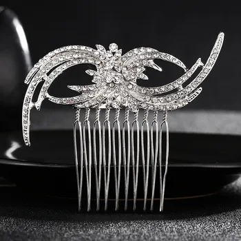 

Silver Color Floral Bridal Hair Combs Wedding Tiaras Hair Jewelry Crystal Wedding Hair Accessories FS24