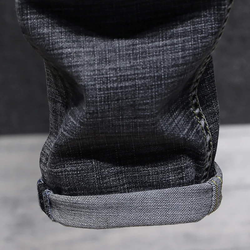 Мужская Уличная одежда хип-хоп Японский китайский дракон вышивка Slim fit прямые джинсовые брюки мужские мотоциклетные байкерские джинсовые брюки