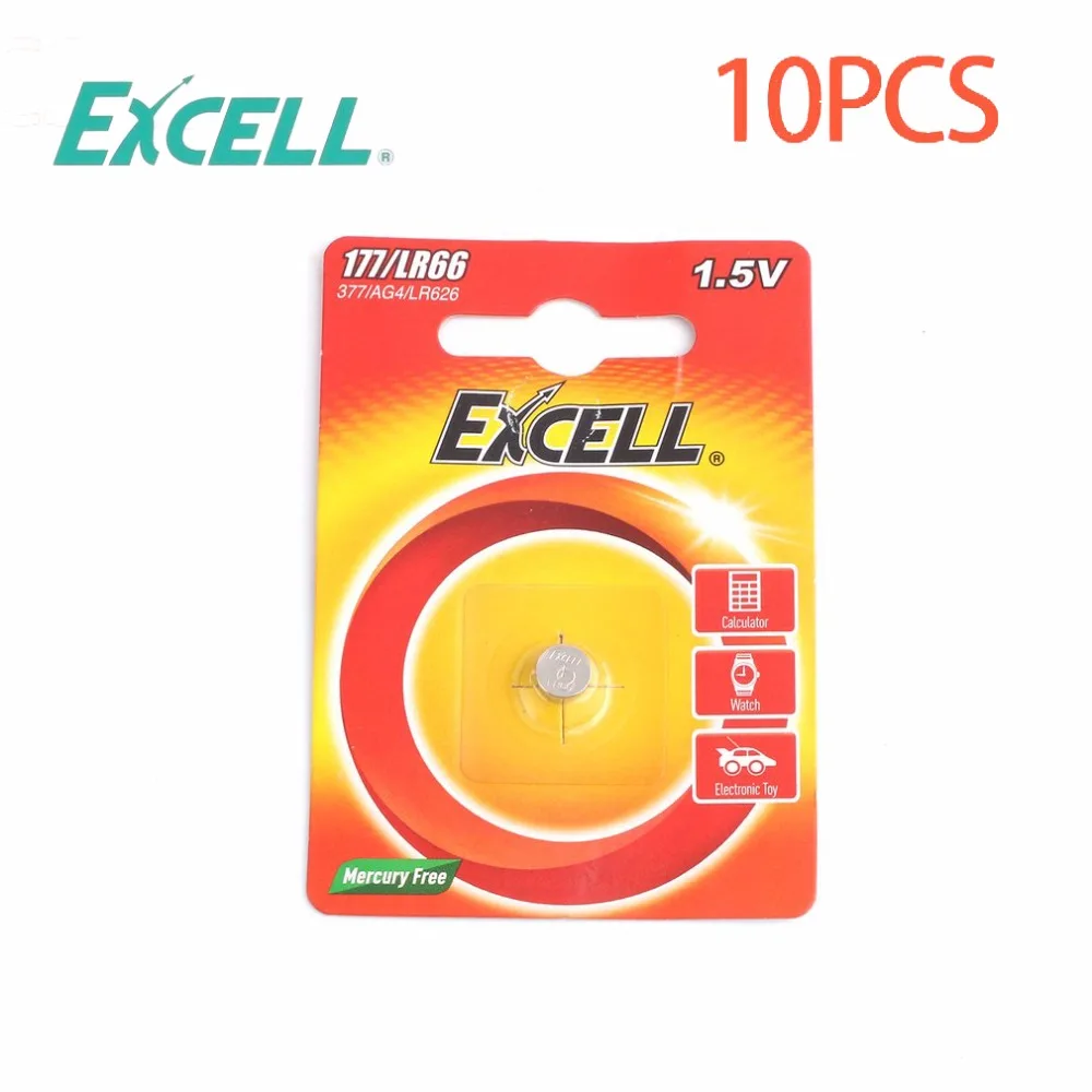 

10PCS/lot EXCELL 1.5V LR66/177/377/AG4 Button Coin Cells Battery Button Batteries Long Shelf Life for Watch Electronic Toys