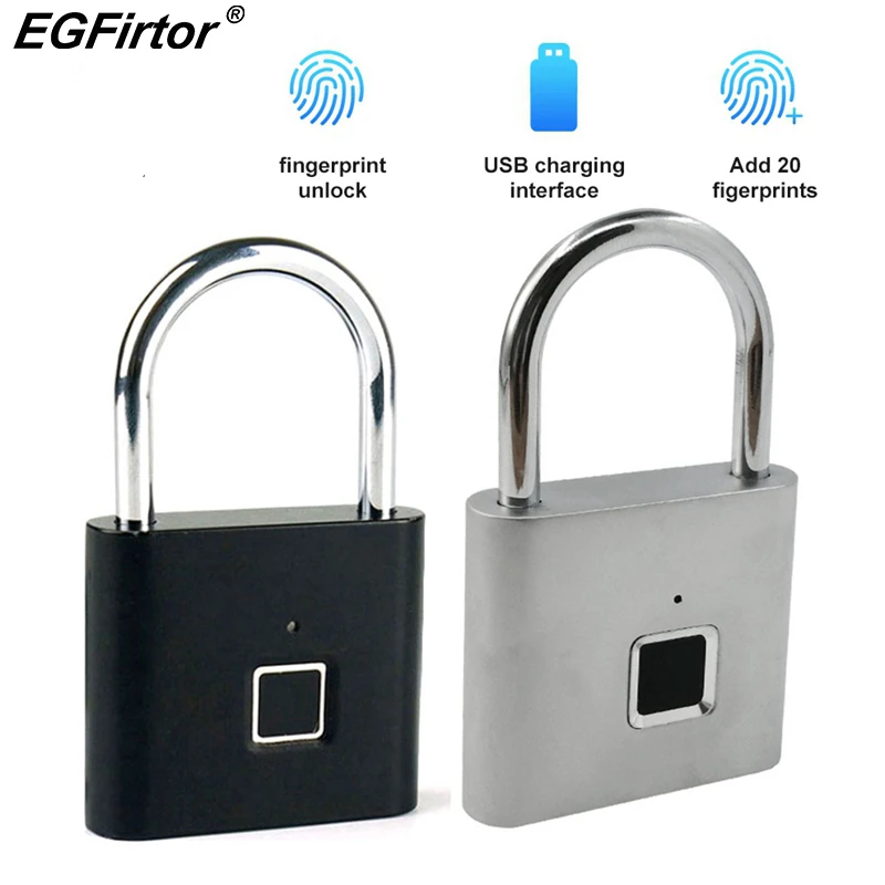 Smart Keyless Fingerprint Padlock Home USB Zinc Alloy Security Anti-Theft Lock