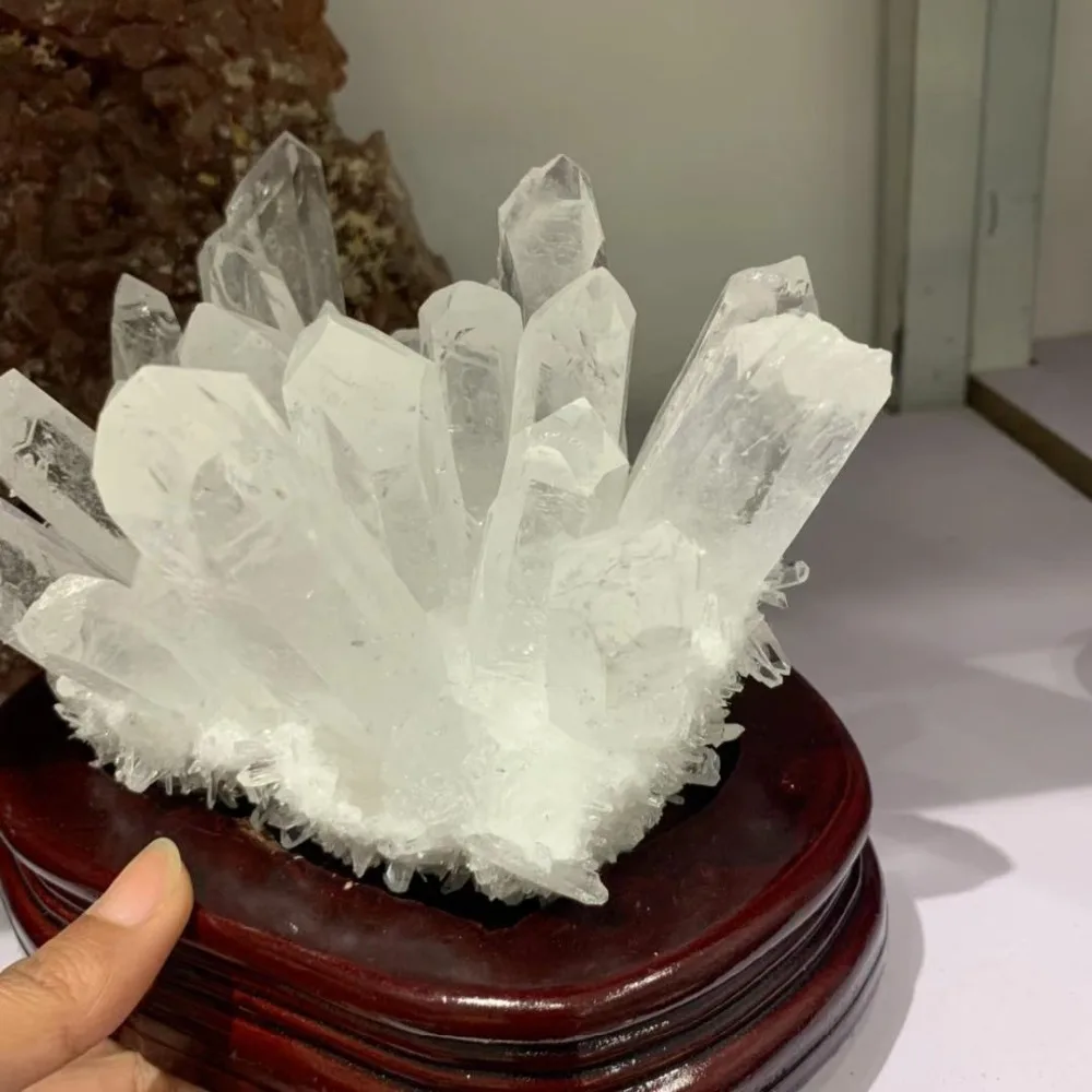 2160gNatural прозрачный кварц кластер нунатак украшения белый кристалл Druse Geode рейки целебная колонна точечный радиационный устойчивый