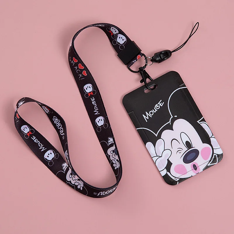 Bolsa de monedas de mickey mouse de Disney, tarjetero de plástico acrílico con dibujos animados para comida, autobús, almacenamiento de tarjetas para el campus